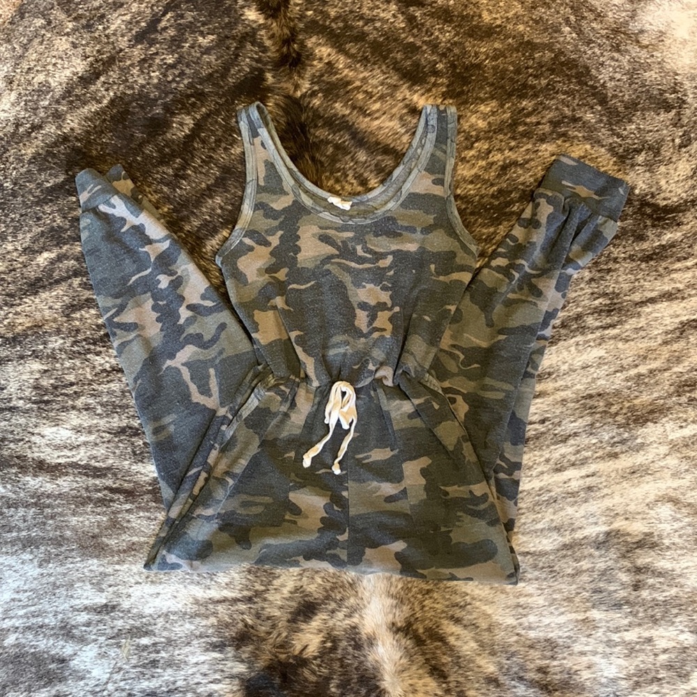 Caution to the Wind Camo Jumpsuit